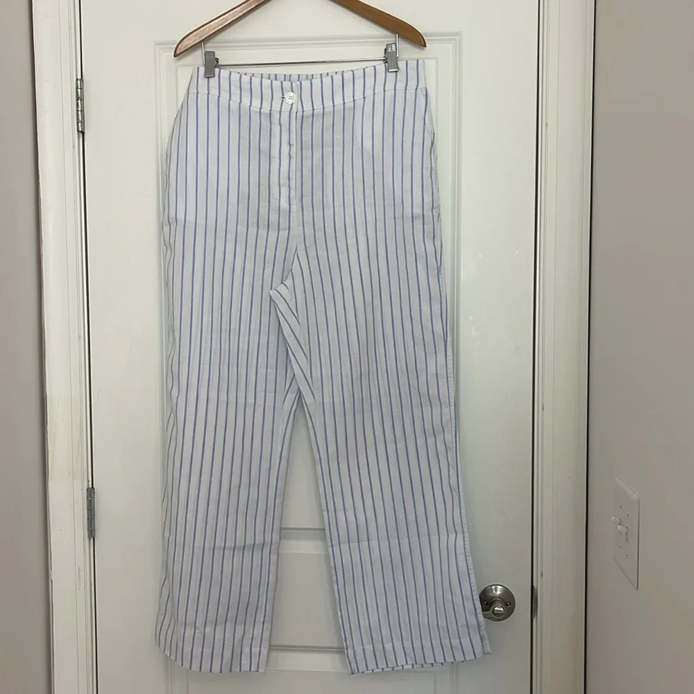 Faherty Malibu Linen Blend Pants Pier Stripe Size XL Preppy Minimalist Coastal